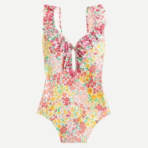 BRAND NEW with Tags J. Crew Ruffle Keyhole Swimsuit in Micro Meadow Print